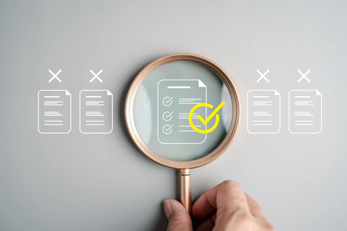 Audit checklist review and document verification process for business compliance